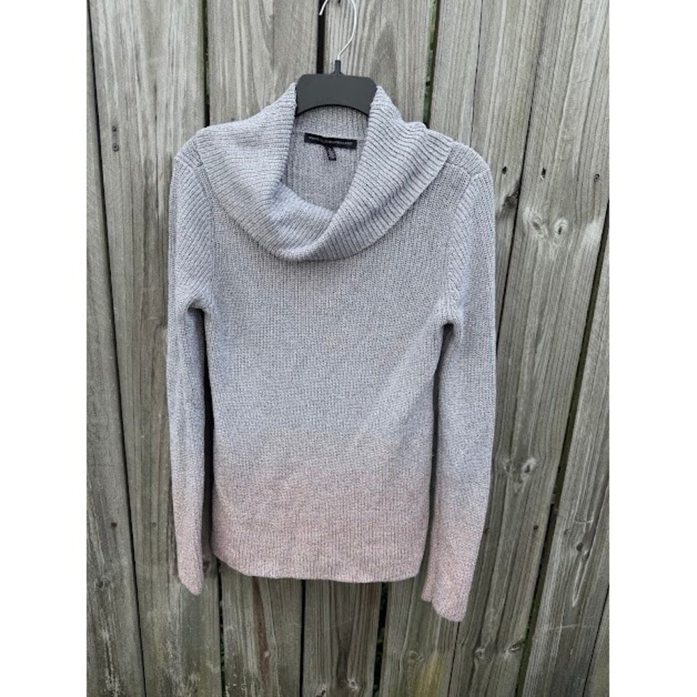 Ombre Metallic Shimmer White House Black Market Sweater S Grey Taupe Cowl Neck